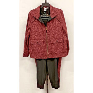 Chico’s Women’s 2-Piece Set Jacket Pants Size 2P Petite Animal Print Pink Black